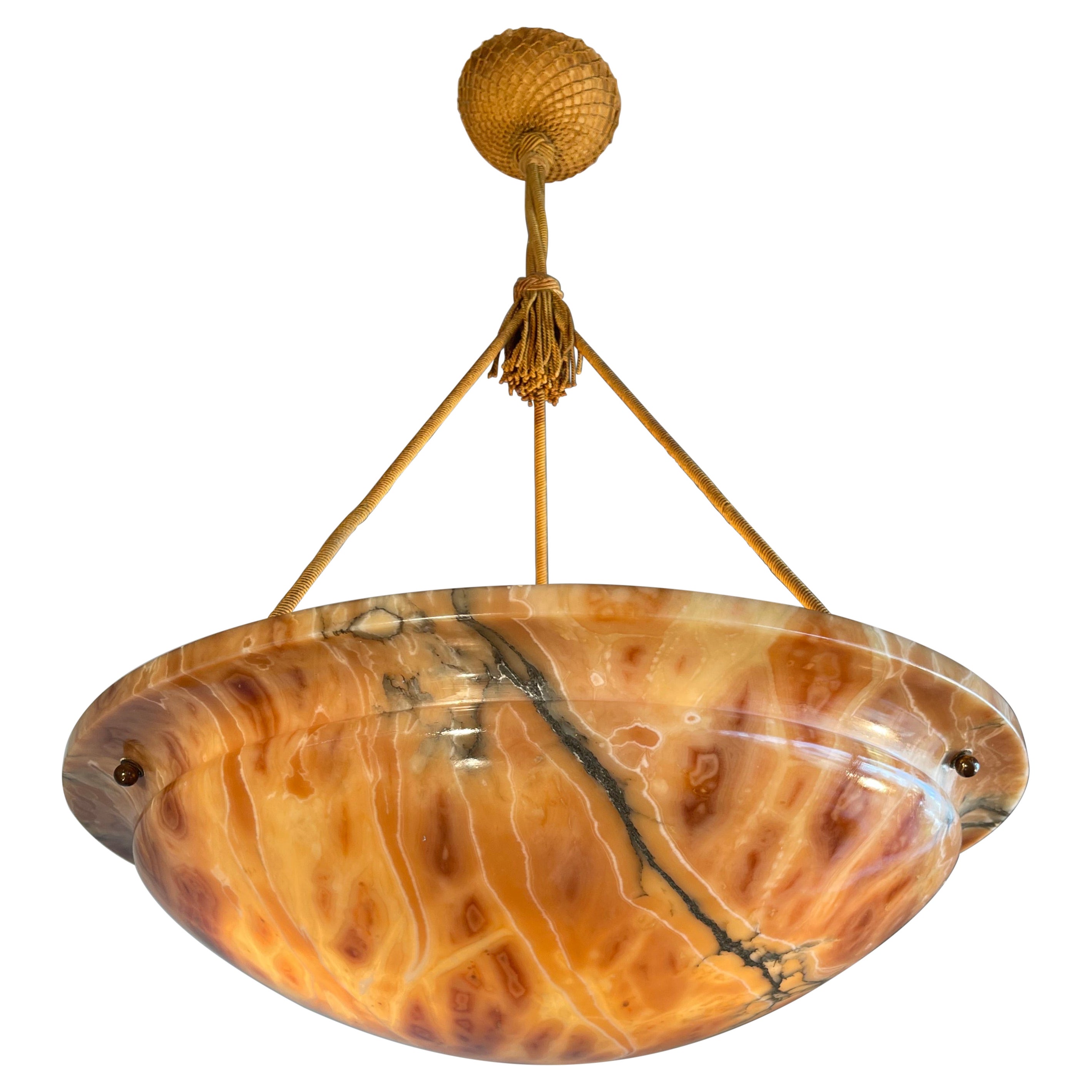 Extremely Large & Beautiful Alabaster Chandelier / Pendant Light, Mint Condition