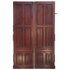 Paar Wood Pocket Doors 6 hochgezogene Paneele Aesthetic Movement