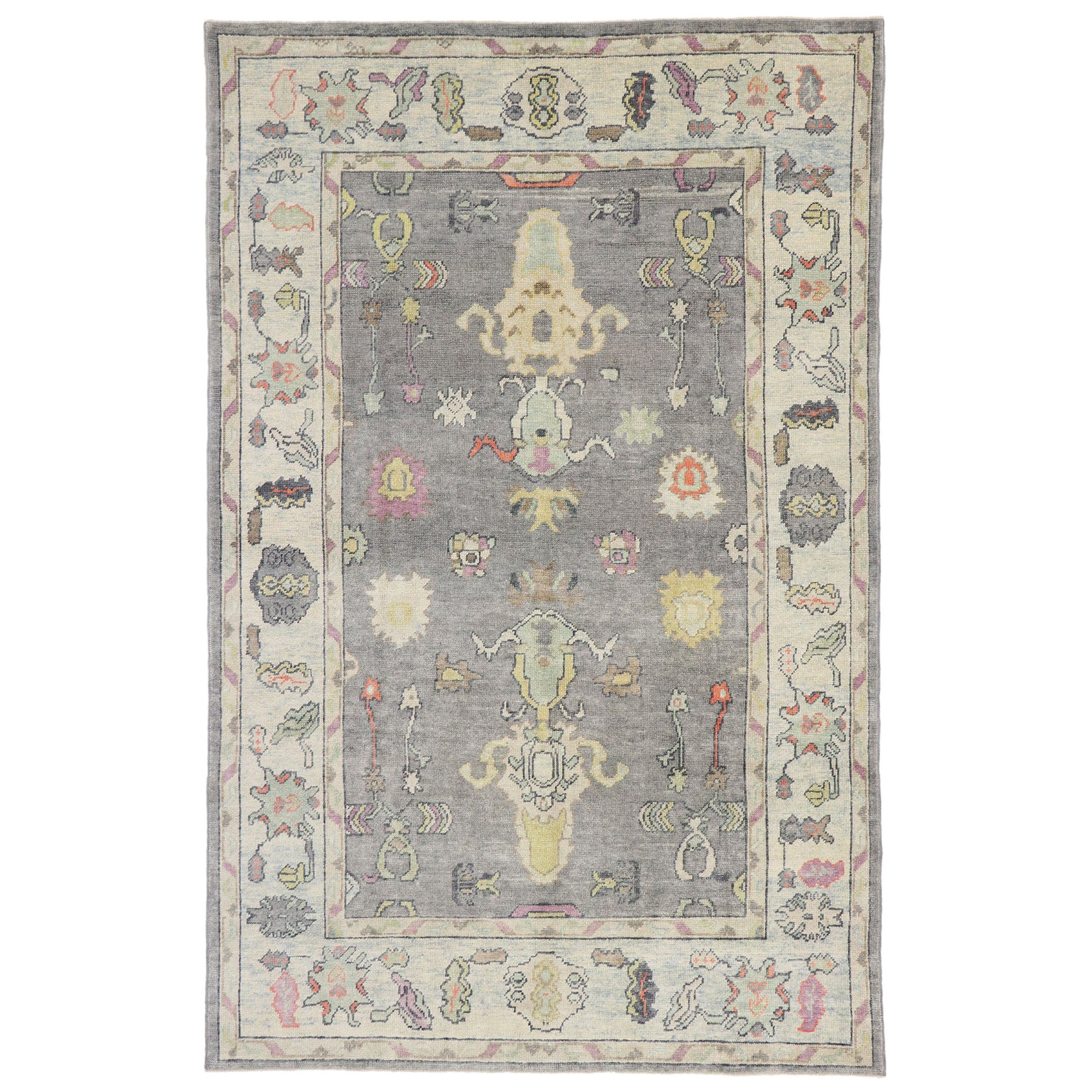 New Contemporary Turkish Oushak Rug with Modern Parisian Style For Sale