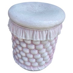 Italian Glazed Terra Cotta Shell Motif Garden Seat
