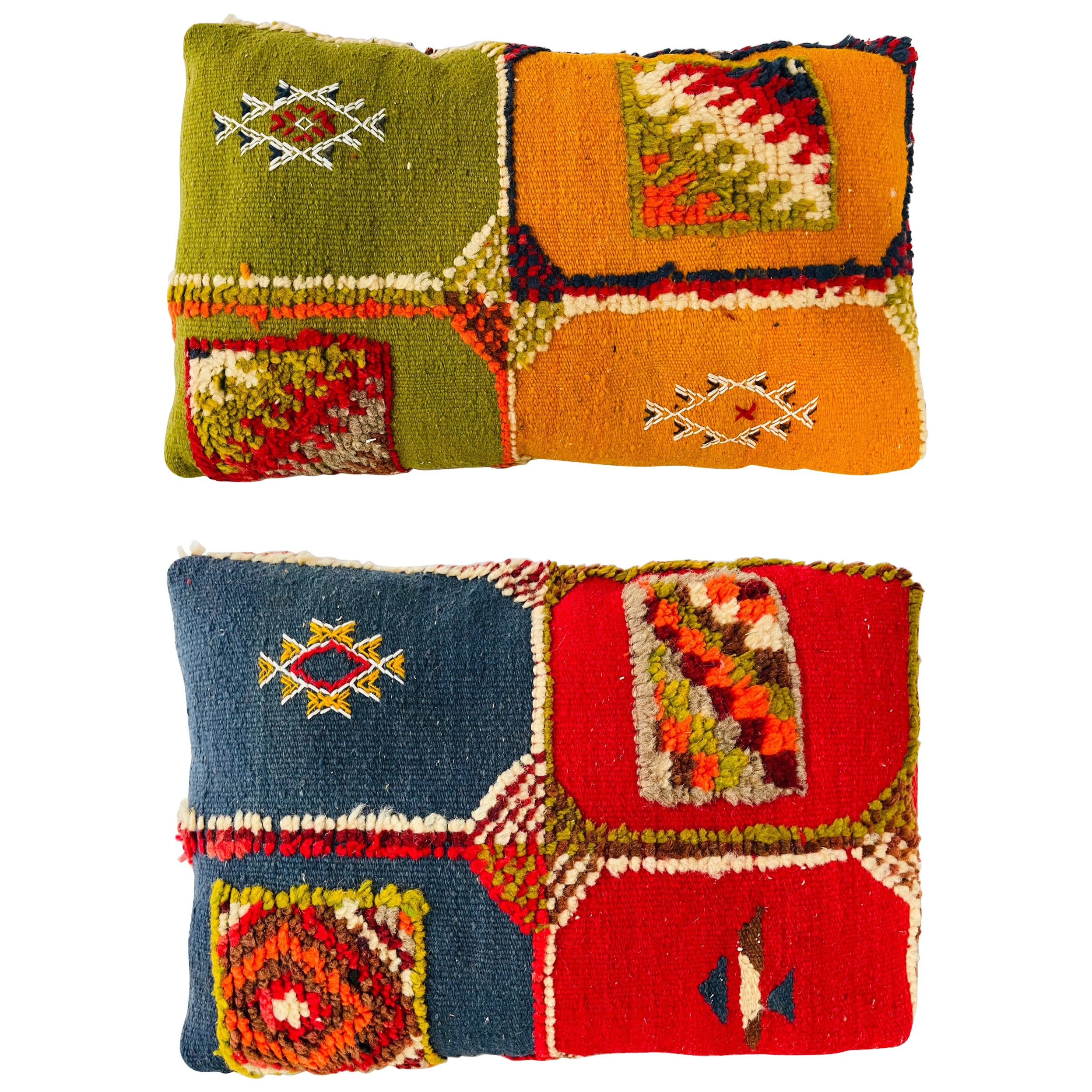 Coussin ou oreiller Kilim vintage en laine tribale, une paire