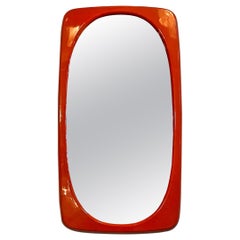 Italian Mid-Century Modern Orange Plastic Mirror with Irregular Frame, 1970s