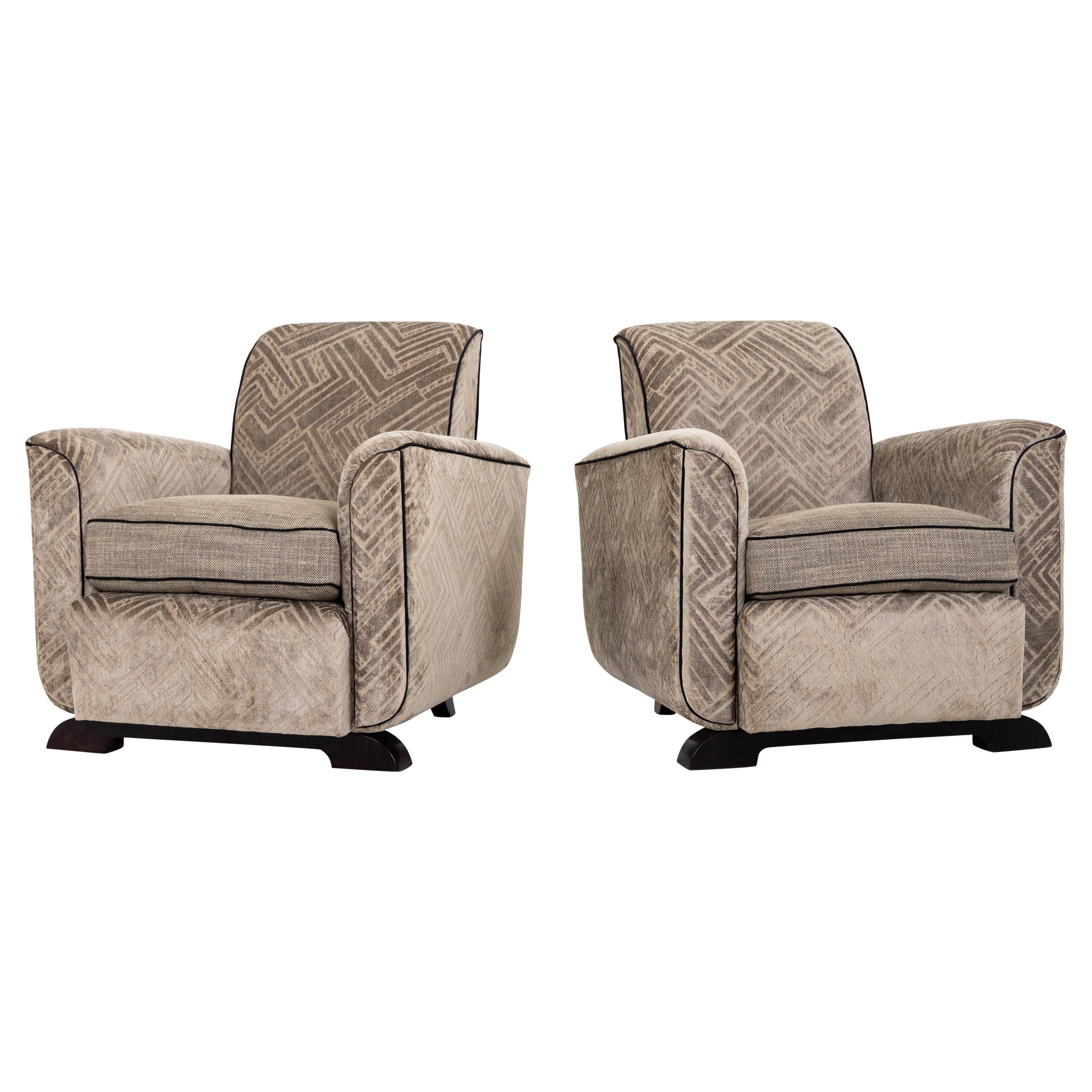 Pair of Art Deco Lounge Chairs, France, 1920s For Sale