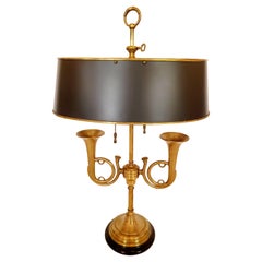 Used Classic Horn Motife Brass Table Lamp