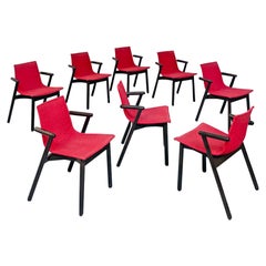 Italian Set of Red Villabianca Chairs by Vico Magistretti for Cassina, 1985