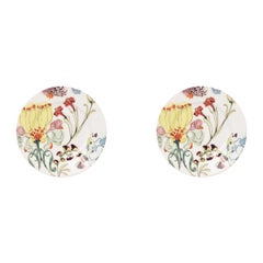 The Grandma's Garden, Contemporary Porcelain Bread Plates Set with Floral Design