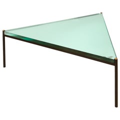 Minimalist Black Metal and Thick Glass Coffee Table, Italy 1970