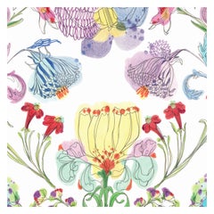 The Grandma's Garden Multicolor Contemporary Floral Wall Coverings
