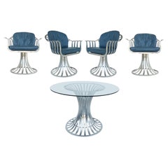 Russell Woodard Aluminum Mid-Century Table 4 Chairs and Cushions