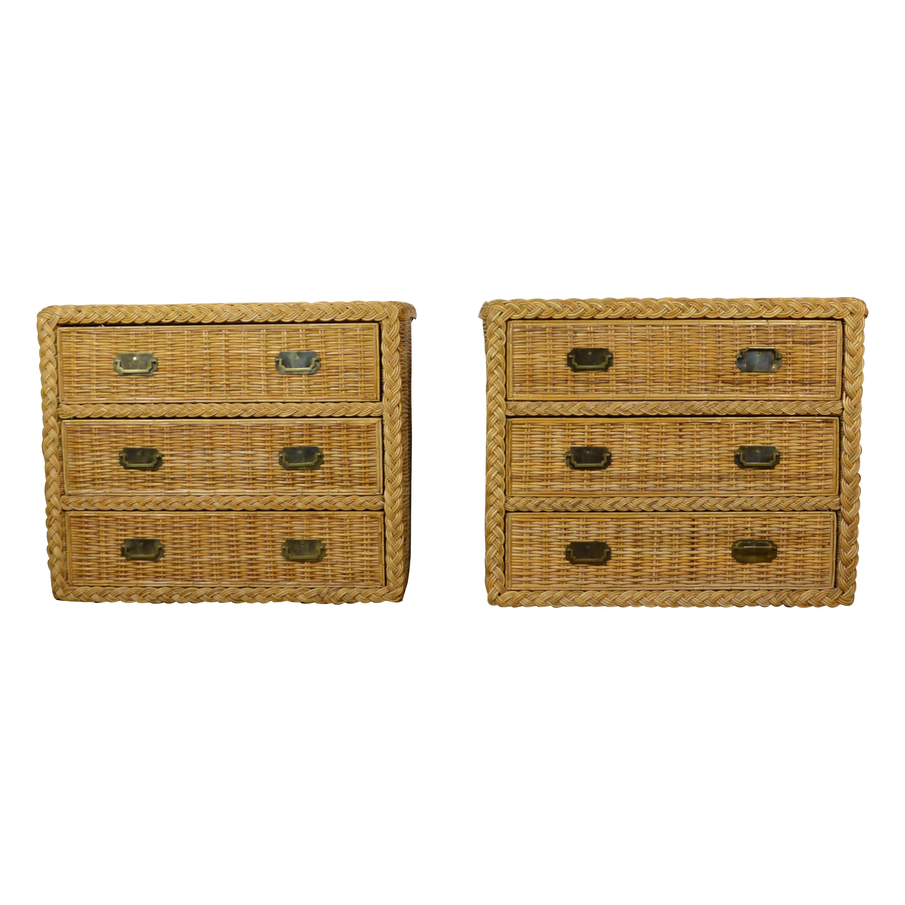 Rattan Commodes Set of 2 For Sale