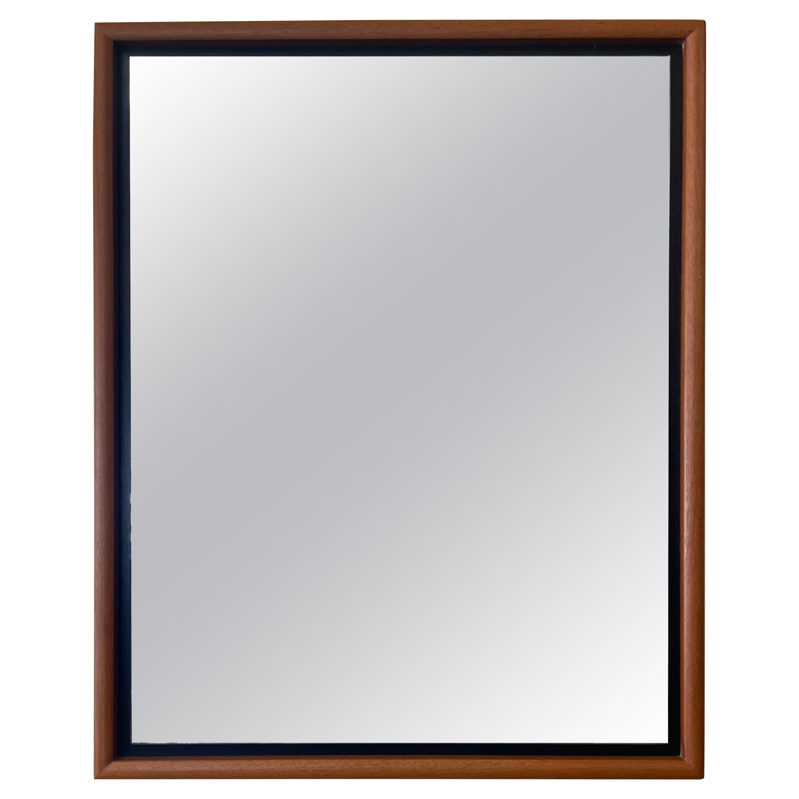 Danish Modern Solid Teak Frame with Floating Mirror For Sale