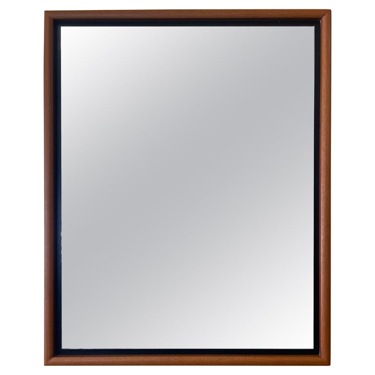 Danish Modern Solid Teak Frame with Floating Mirror For Sale at 1stDibs