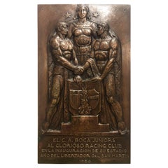 Grande plaque de football en bronze de Buenos Aires Boca Juniors, 1950