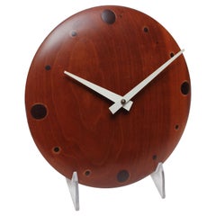 Midcentury New Hope Style Walnut and Rosewood Wall Clock