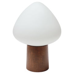 Vintage Walnut and Frosted Glass Laurel 'Mushroom' Table Lamp