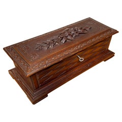 Large Size & Great Quality Carved Jewelry, Treasure or Collecting Box / Casket