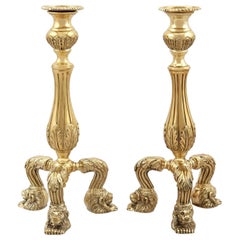 Retro Sterling Silver Gilt Candle Holders