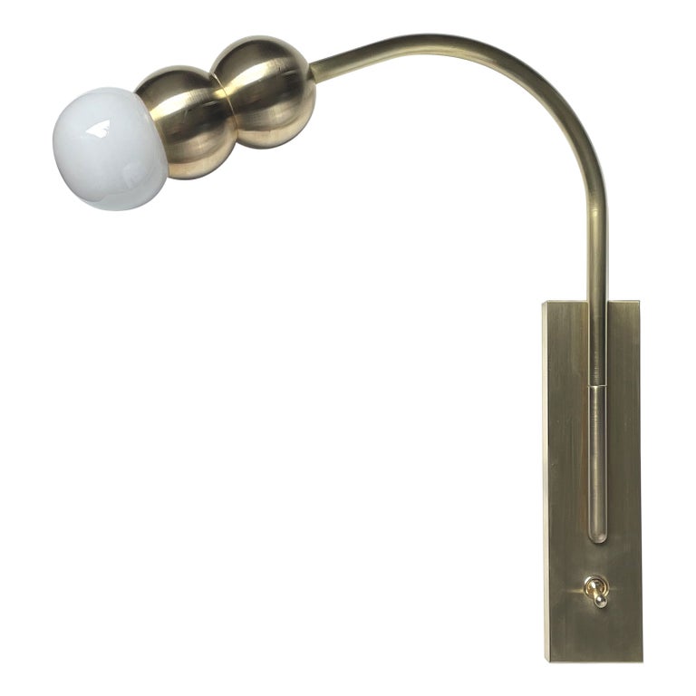 Orion bed lamp by Emilie Lemardeley, 21st century, brass & hand blown glass For Sale