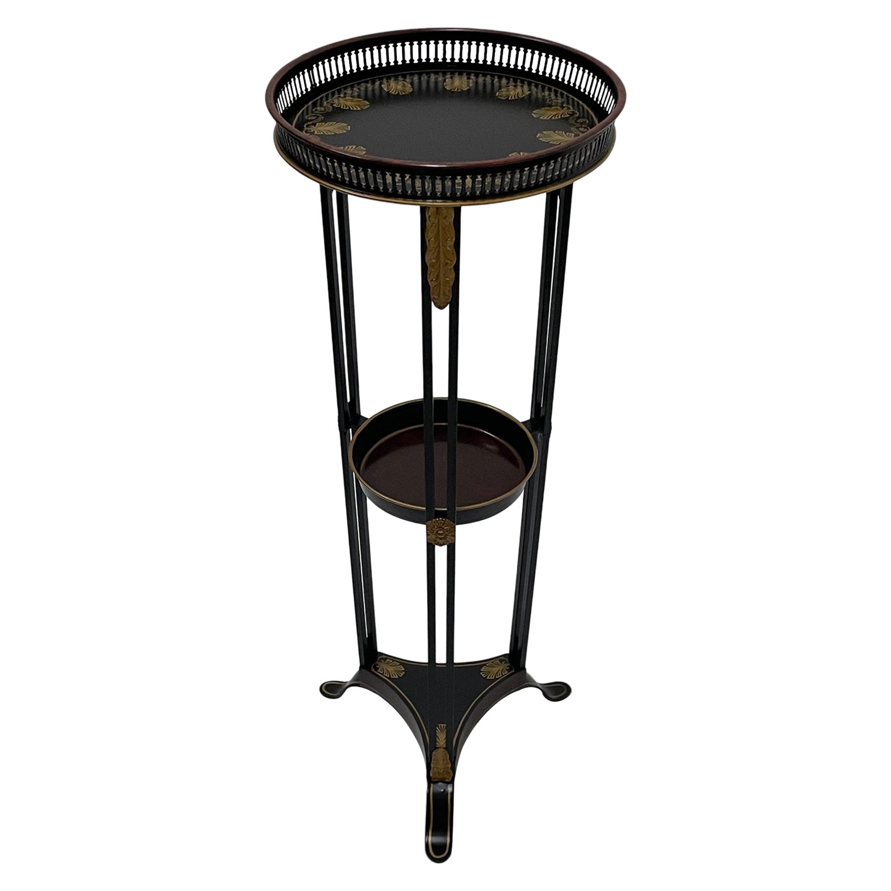 Elegant Regency Style Painted Tole & Iron Two Tier Side Table