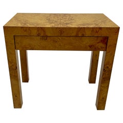 Cool Mid-Century Modern Bookmatched Burlwood One Drawer Side Table