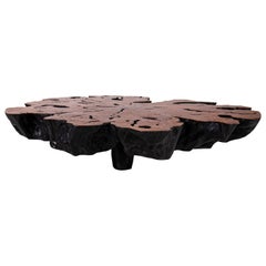 Monumental Organic Form Lychee Wood Coffee Table with a Natural Finish