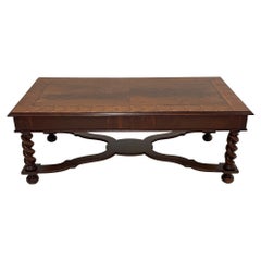 Very Handsome Italian Walnut Coffee Table with Barley Twist Legs