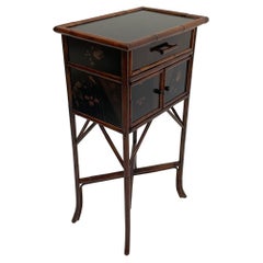 Lovely Chinoiserie Decorated Bamboo Side Table Nightstand