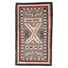 Antique Navajo Carpet, Folk Rug, Handmade Wool Rug, Beige, Gray, Brown