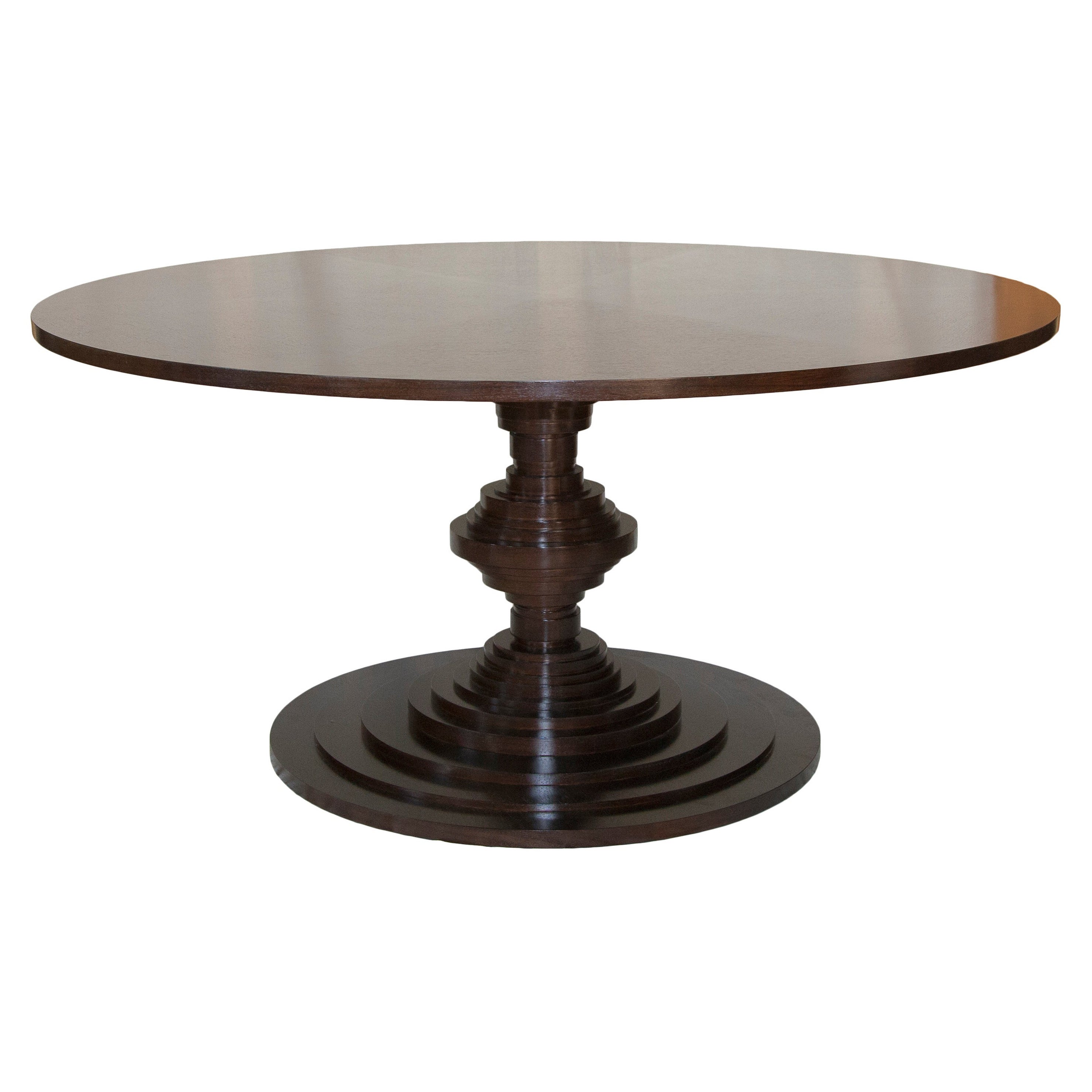 Walnut Dining Table with Stacked Discs For Sale