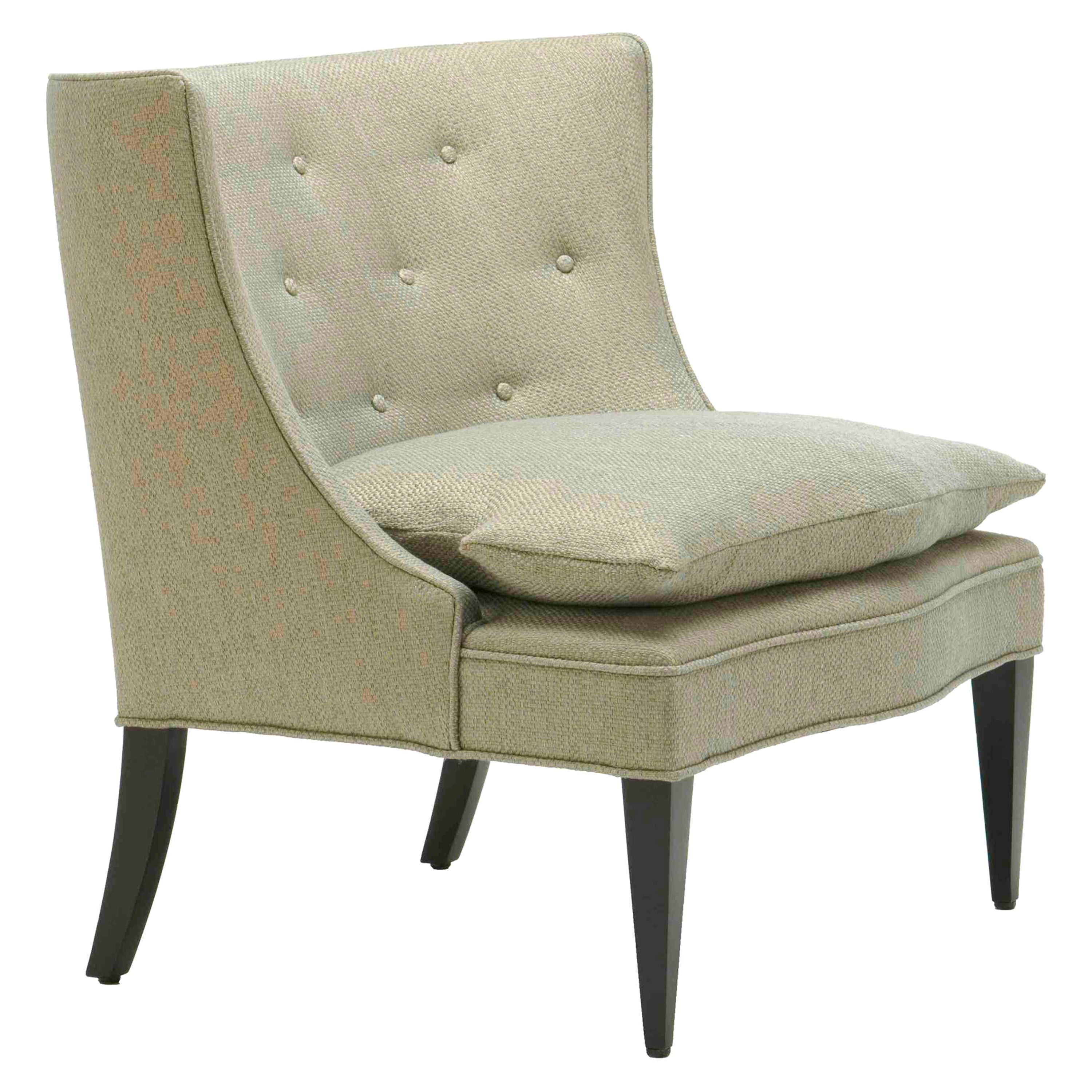 Slipper Upholstered Chair with Concave Tufted Back and Tapered Legs For Sale
