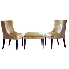 Pair of  Chairs and matching Ottoman,  Iconic Duchesse Brisee