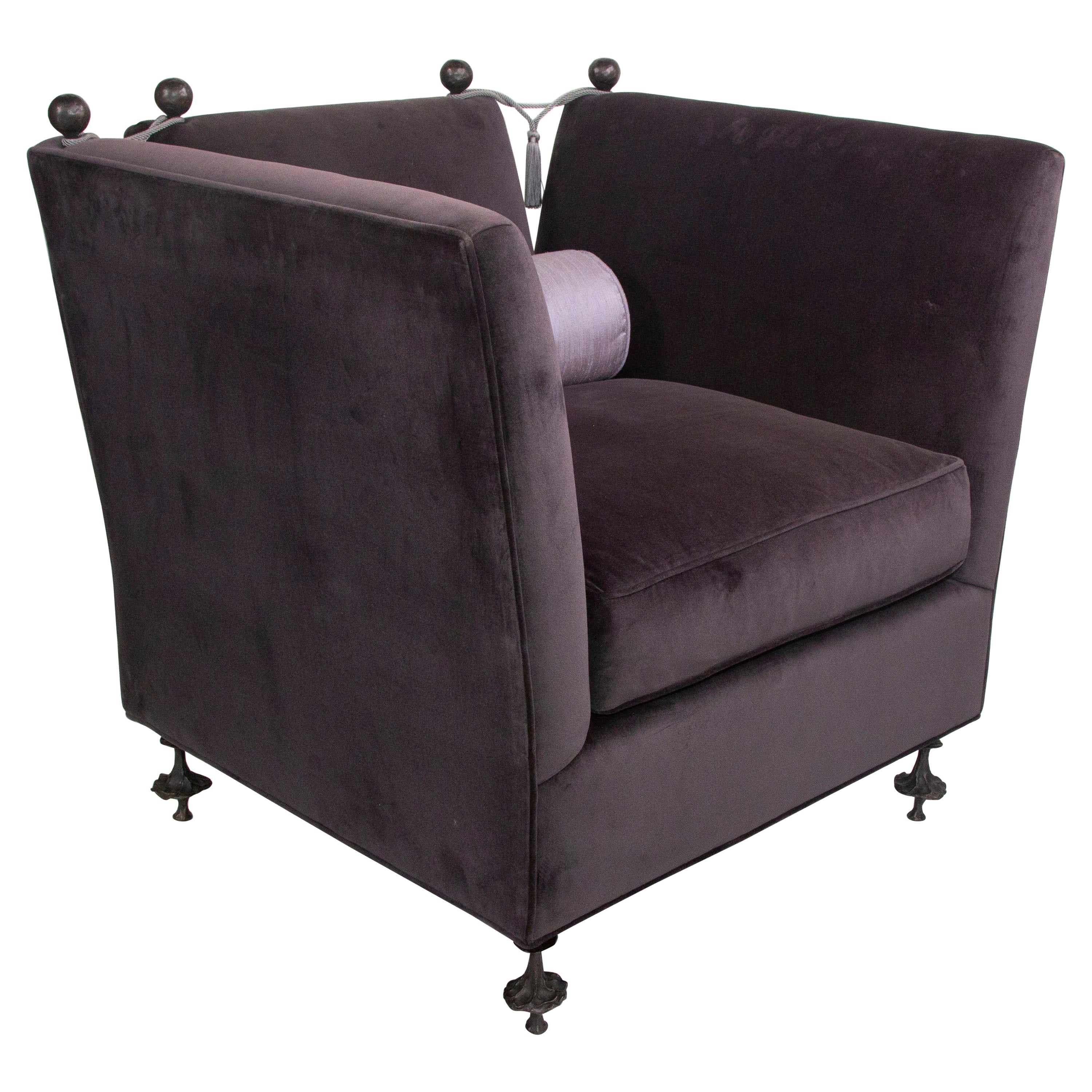 Tuxedo english Knole  Armchair with bronze Legs