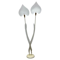 Sculptural Lucite Leaf and Brass Accent Floor Lamp from the 1970s
