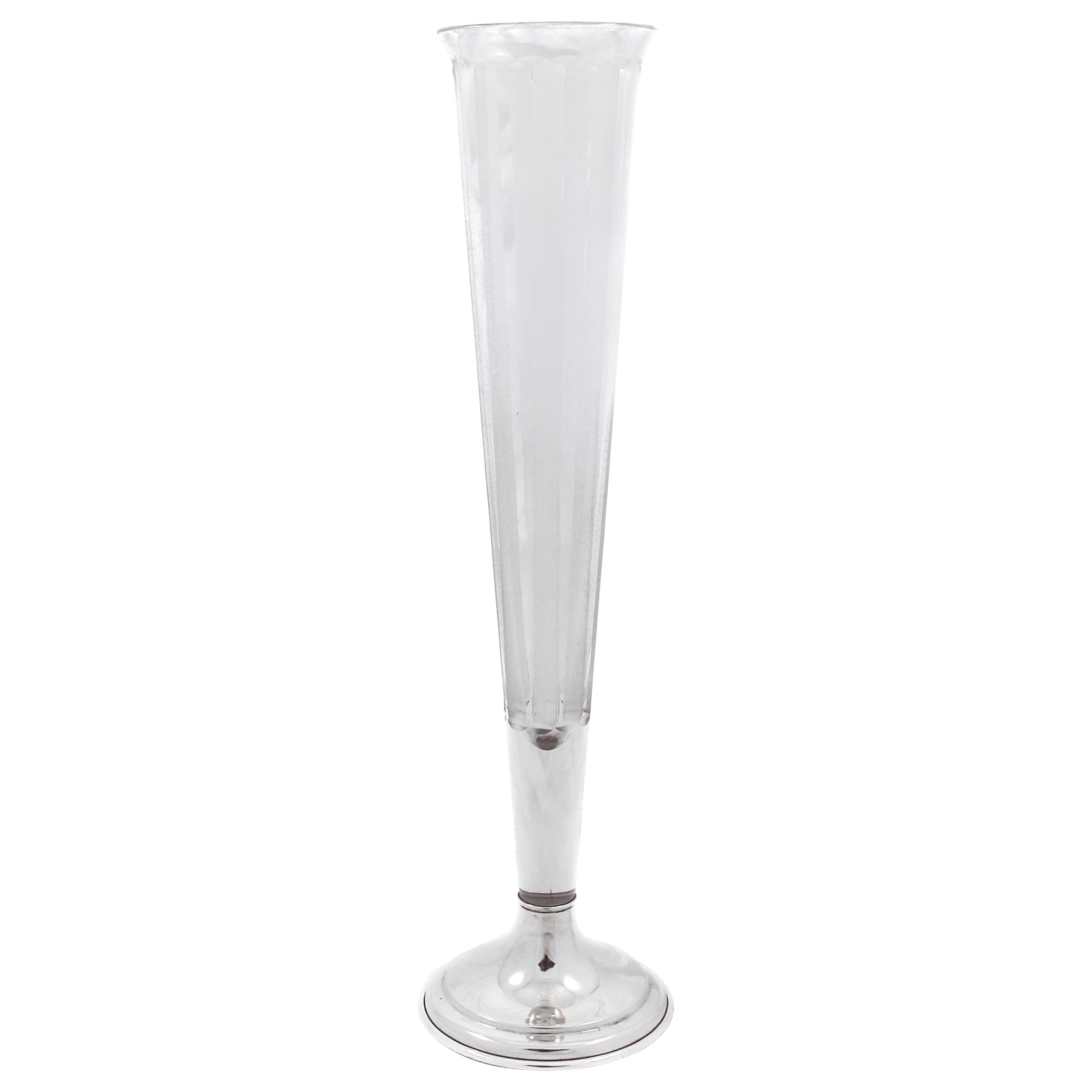 Jarrón Art Déco Hawkes de Esterlina y Cristal
