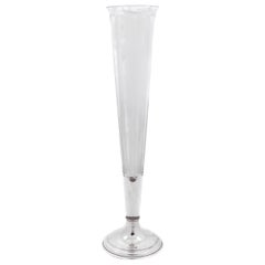 Jarrón Art Déco Hawkes de Esterlina y Cristal