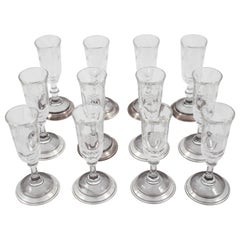 Vintage Set of 12 Sterling & Crystal Cordials