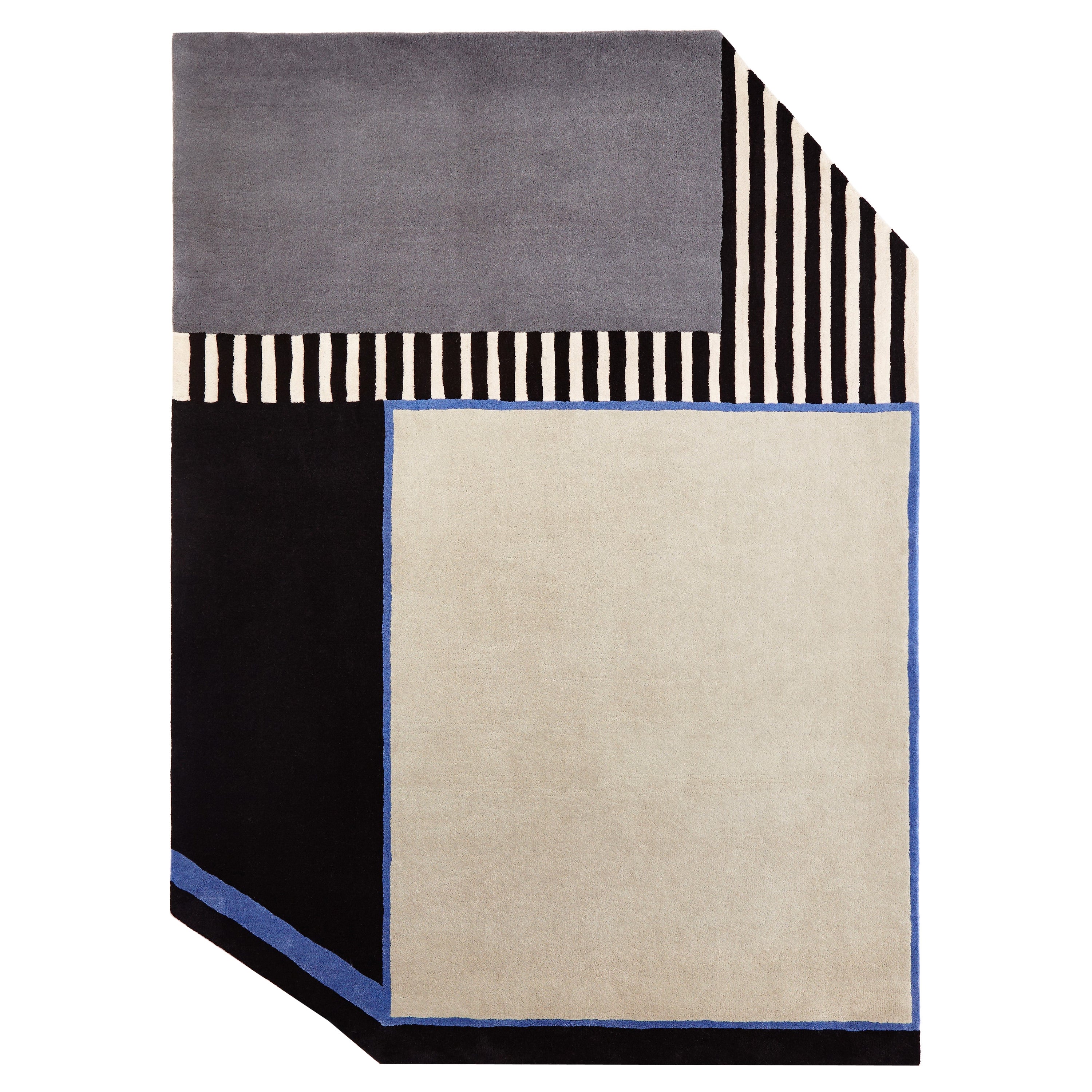 Navy Striped Rug For Sale at 1stDibs