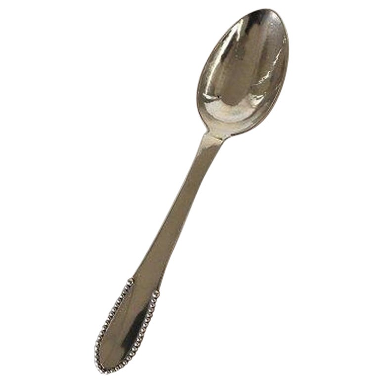 Georg Jensen Sterling Silver Beaded Dinner Spoon No 001 For Sale