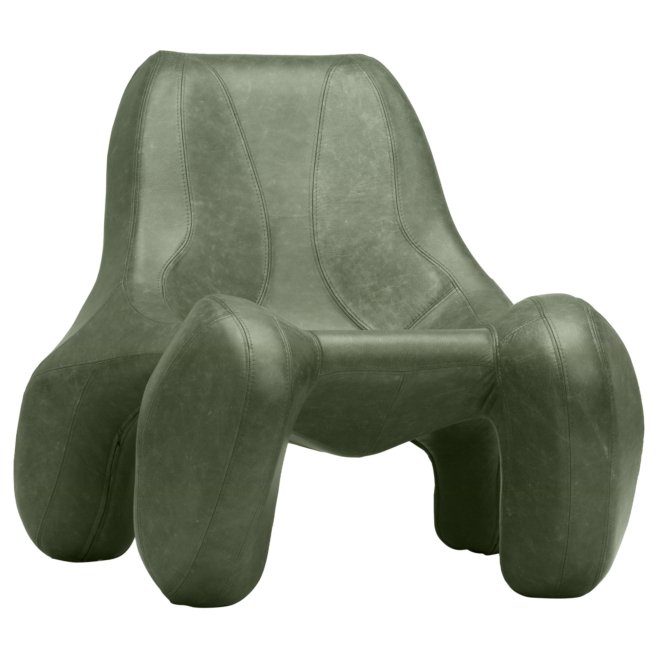 Bottle Green Club Chair  “Club 114” in a Vegas Leather “Bottle”