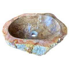 Petrified Wood Sink in Creme, Brown & Pink Tones, Top Quality