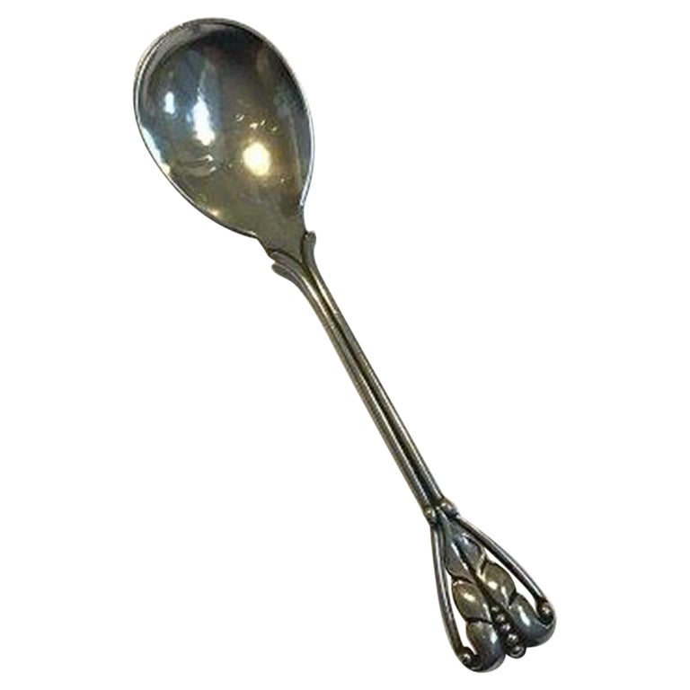 Jensen Sterling Silver Ornamental Compote Spoon No 53 For Sale at