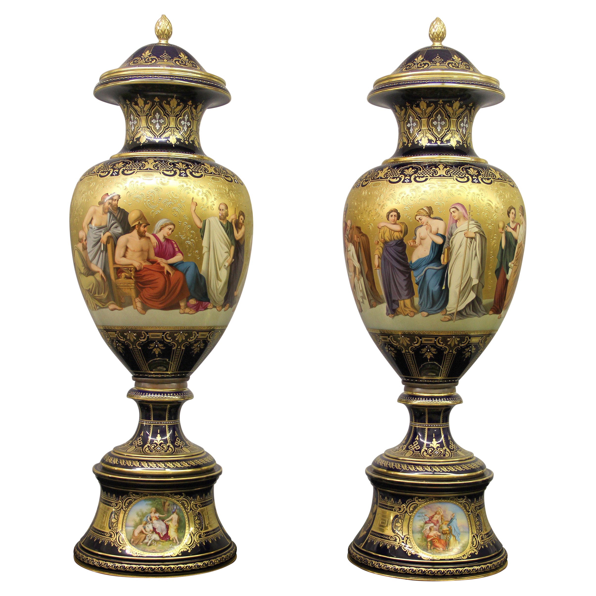 Exceptionally Pair of Late 19th Century Exhibition Royal Vienna Porcelain Vases