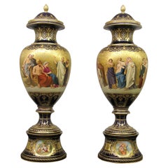 Exceptionally Pair of Late 19th Century Exhibition Royal Vienna Porcelain Vases