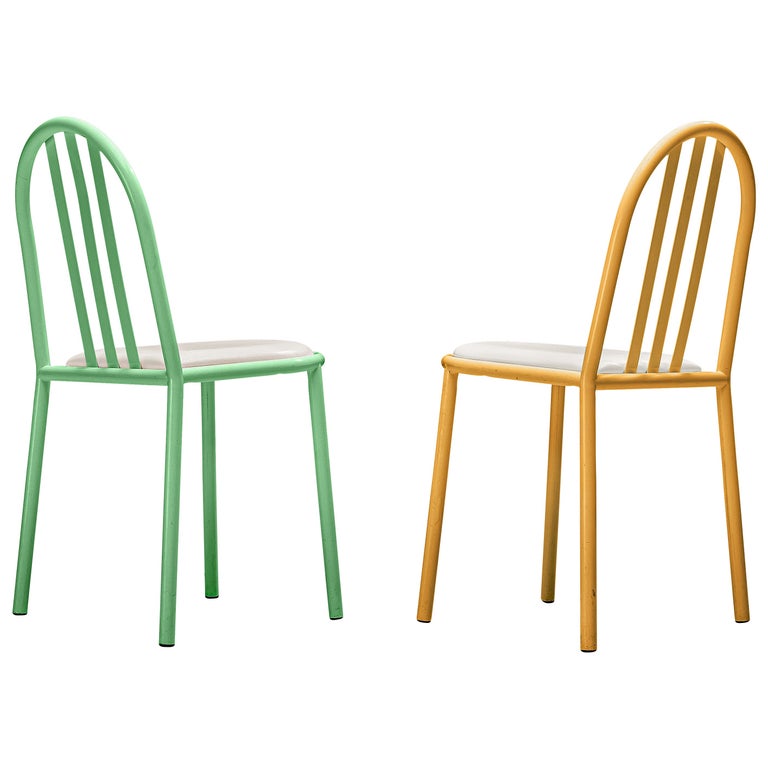 Robert Mallet-Stevens Dining Chairs Model '222' in Colourful Metal For Sale