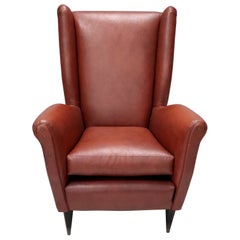 Skai Wingback Armchair Ascribable to Mod. 512 attr. to Gio Ponti Produced by ISA