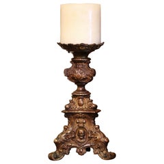 Antique 19th Century French Louis XV Patinated Bronze Church Candle Holder Pic Cierge