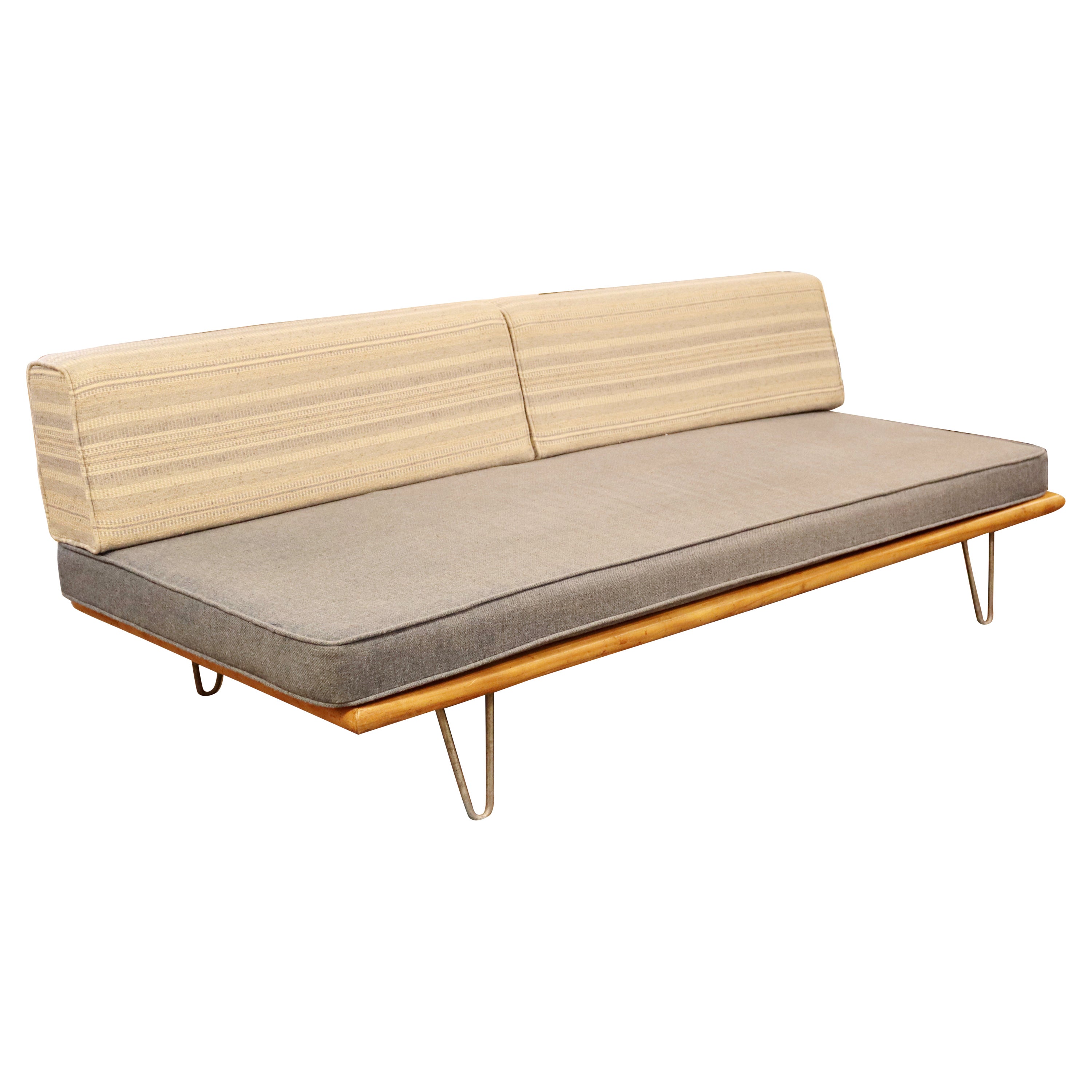 Mid-Century Modern George Nelson Daybed Sofa Wood Hairpin Legs, 1960s