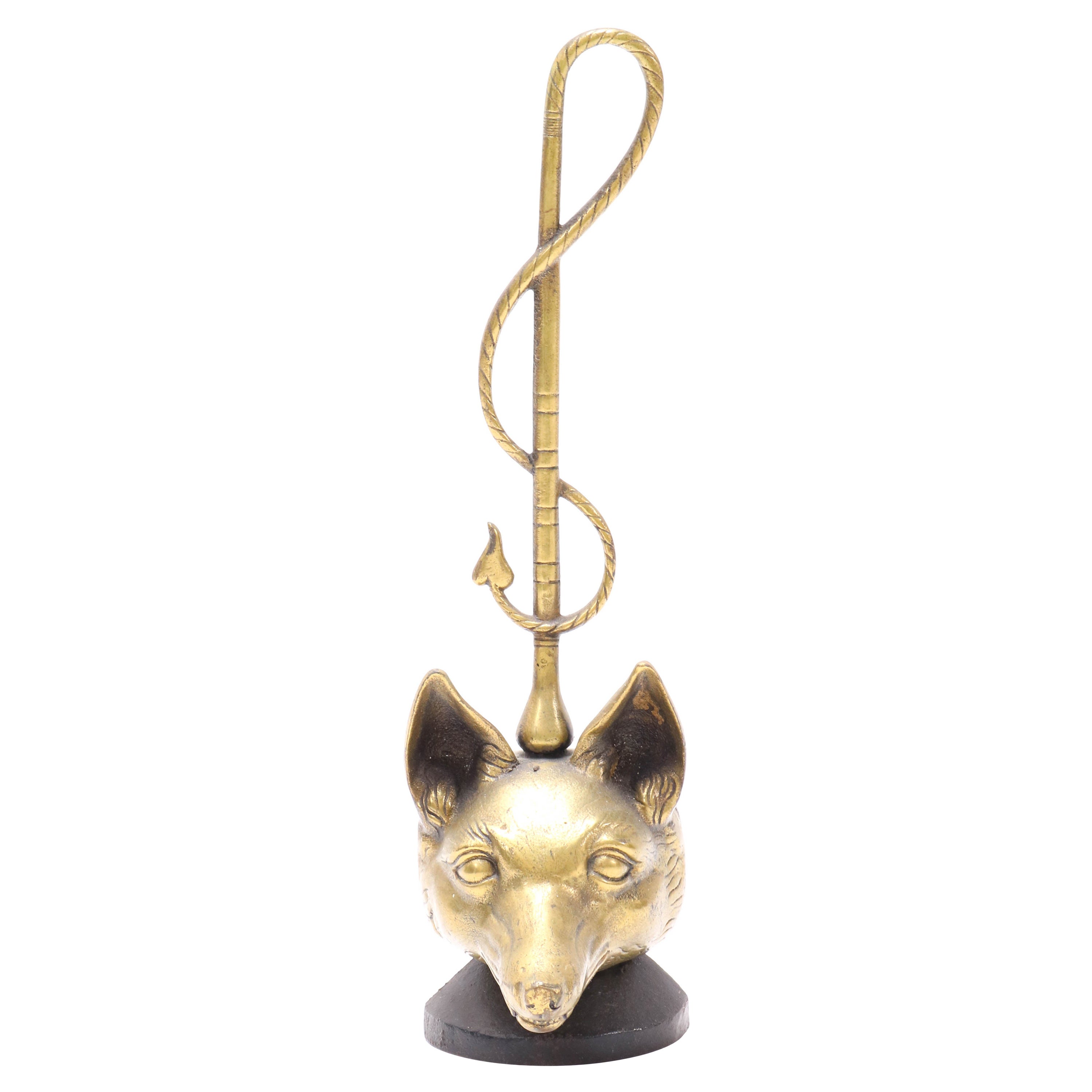 Brass and Iron English Fox-Head Door Stop by Peerage, 1920s For Sale