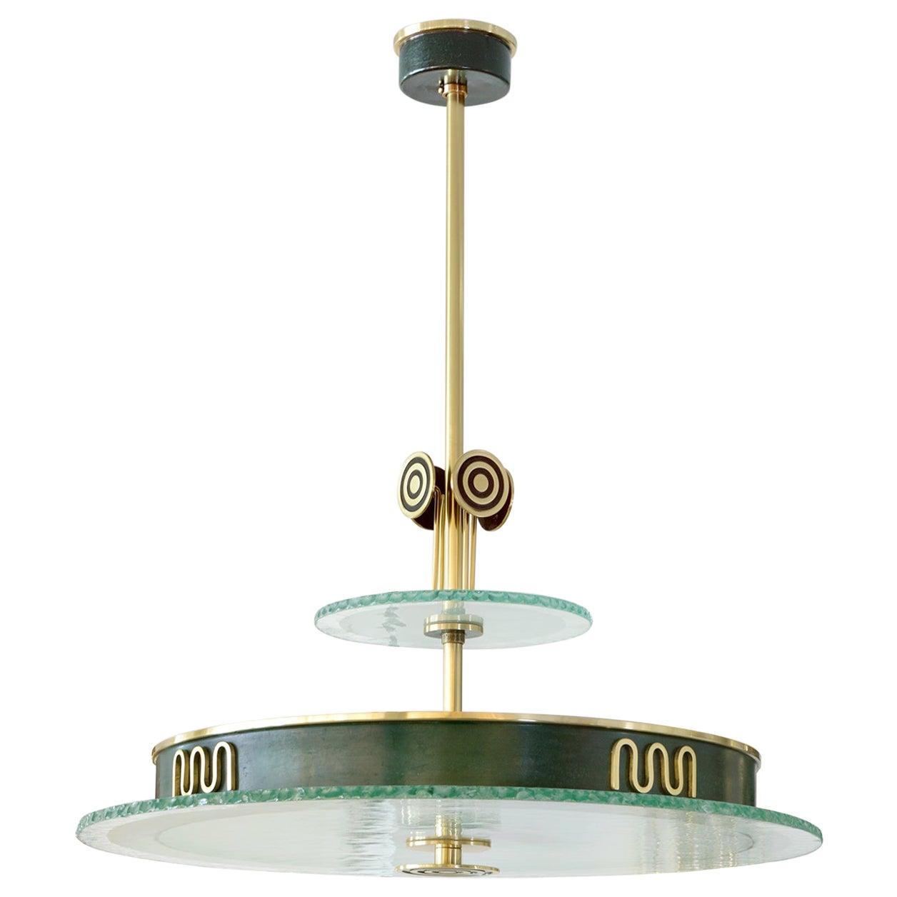 Swedish Art Deco Pendant of Patinated and Polished Brass from Bohlmarks