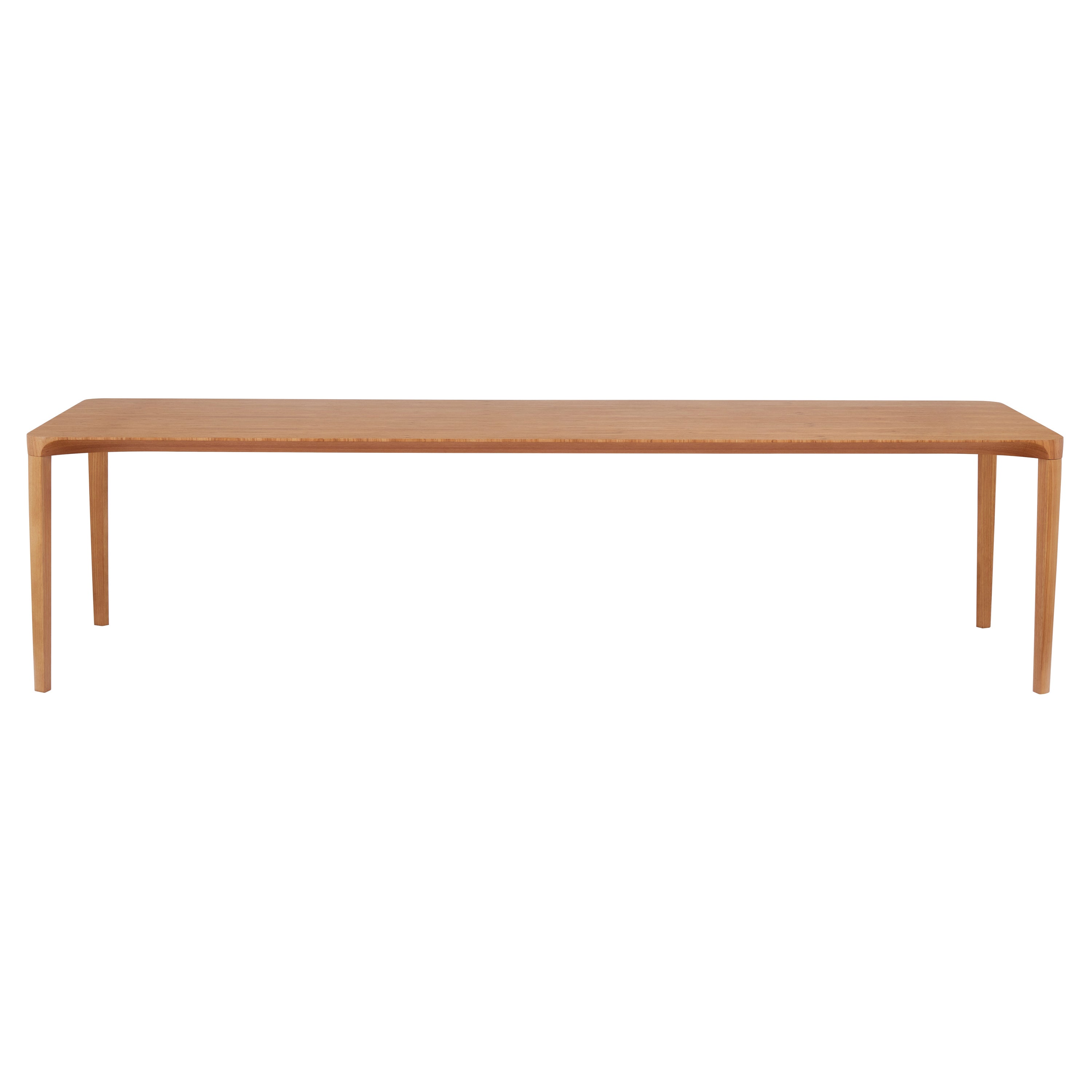 Minimalistischer Esstisch im minimalistischen Stil aus natürlichem Massivholz, verstärkt mit Stahl